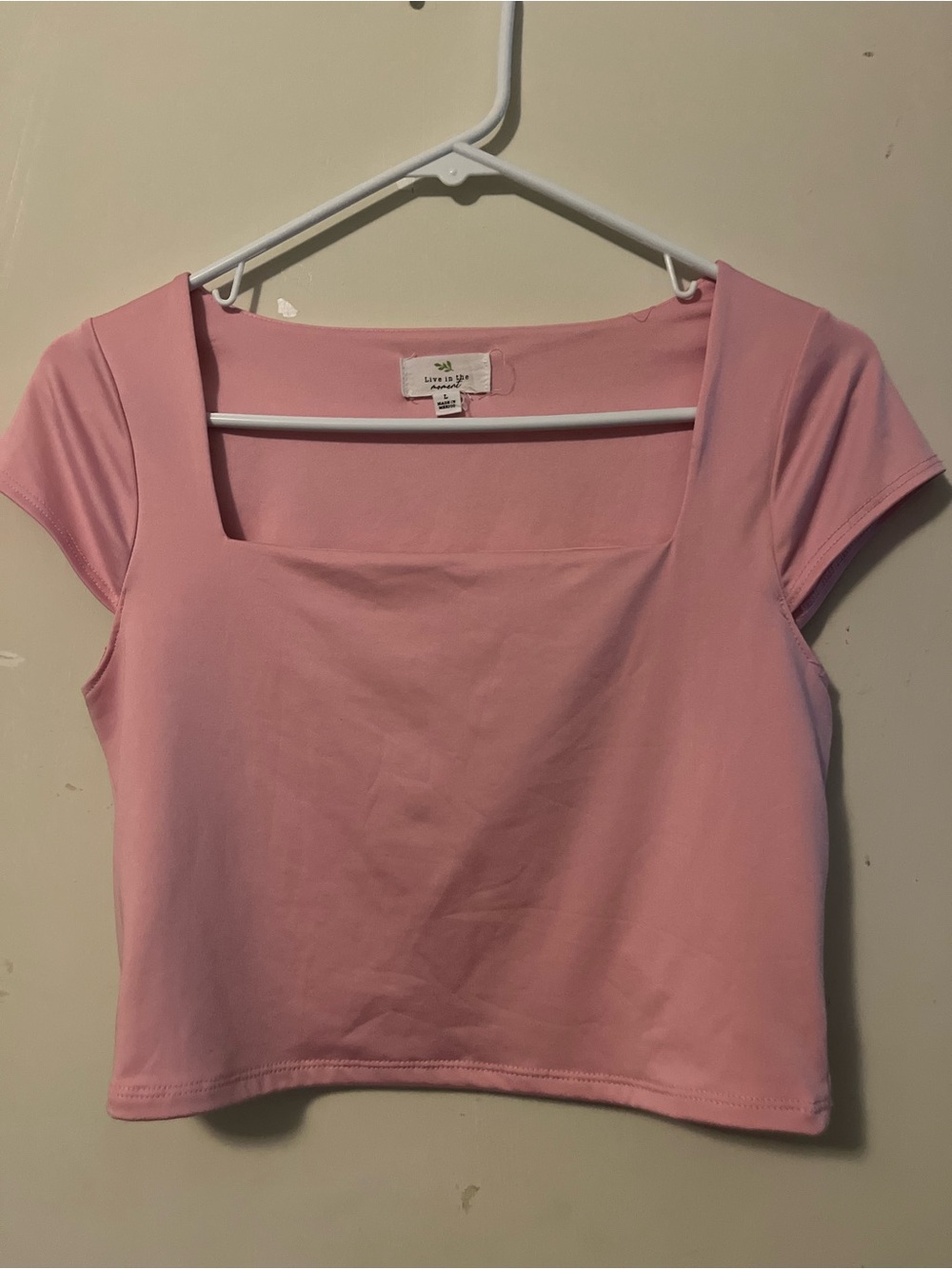 Line in the Moment Pink Square-Neck Crop Top